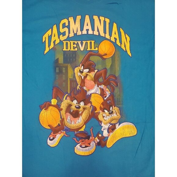 Looney‎ Tunes Tasmanian Devil Graphic T-shirt Mens Sz XXL Blue Civil Assets - Picture 3 of 7
